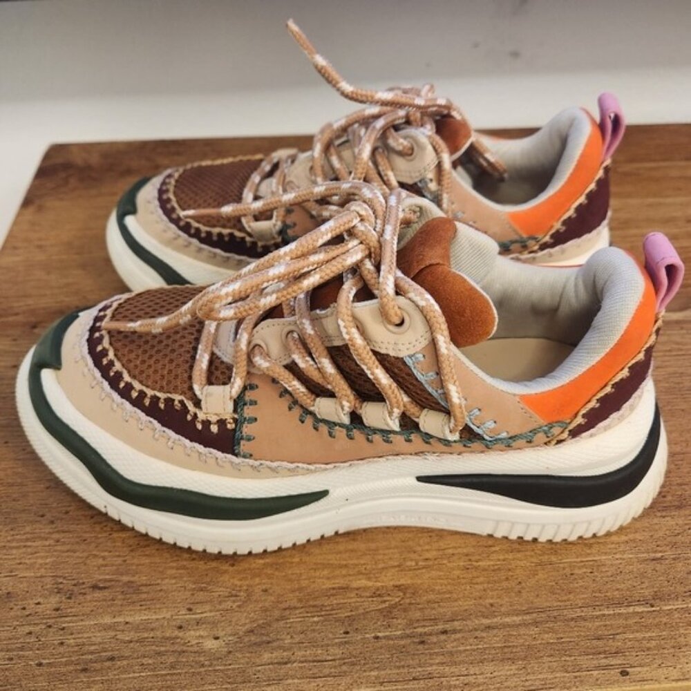 FARM Rio Zigzag Platform Sneaker White Multi Colored Women Size 5